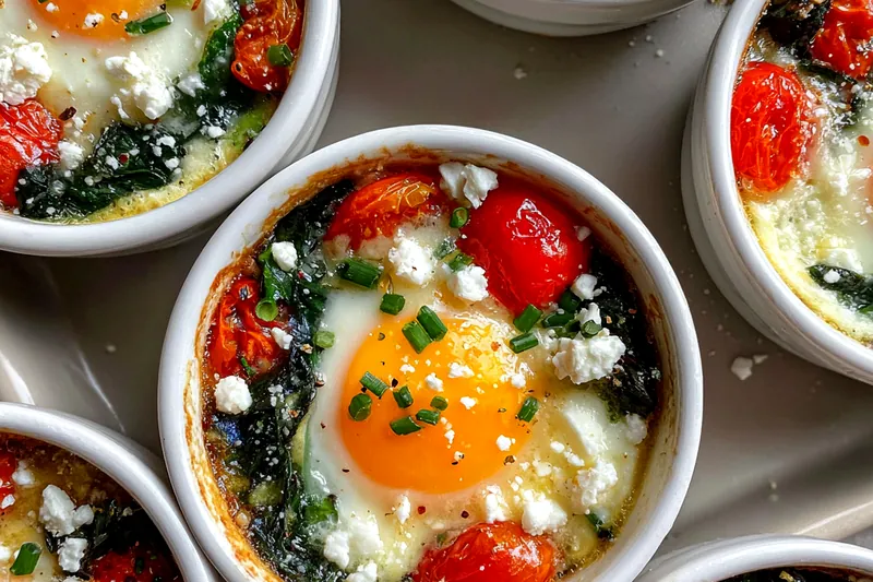 Cooking process for Mediterranean Baked Egg Breakfast