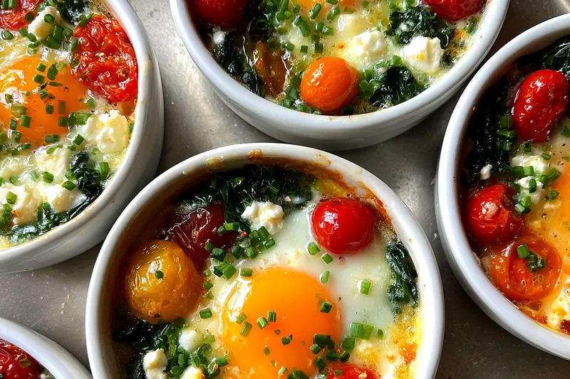 Fresh ingredients for Mediterranean Baked Egg Breakfast