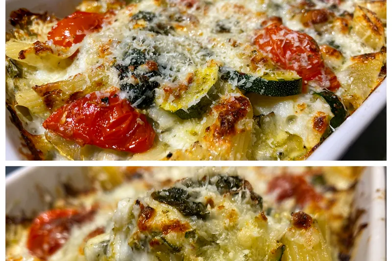 Fresh ingredients for Mediterranean Baked Vegetable Pasta Casserole