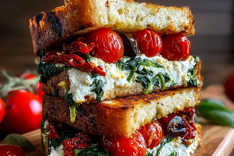 Fresh ingredients for Mediterranean Grilled Cheese Delight