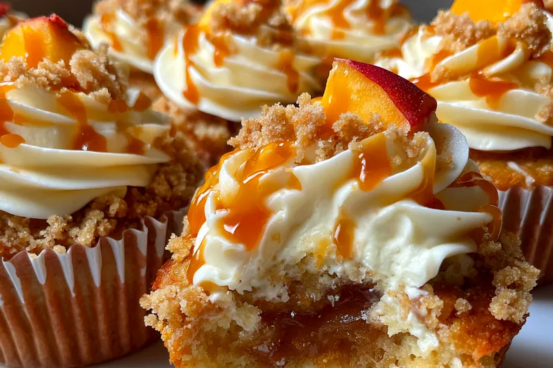 Fresh ingredients for Peach Caramel Cream Cupcakes