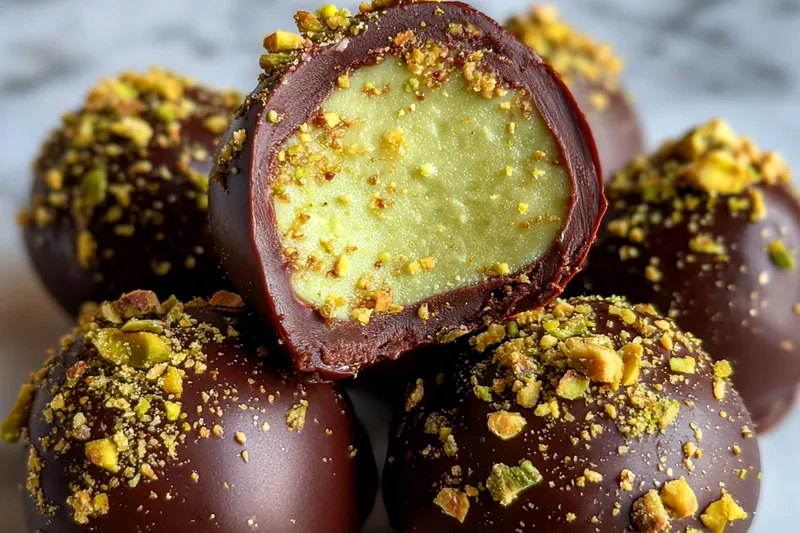 A beautifully arranged display of ingredients for Pistachio Ganache Chocolate Truffles.