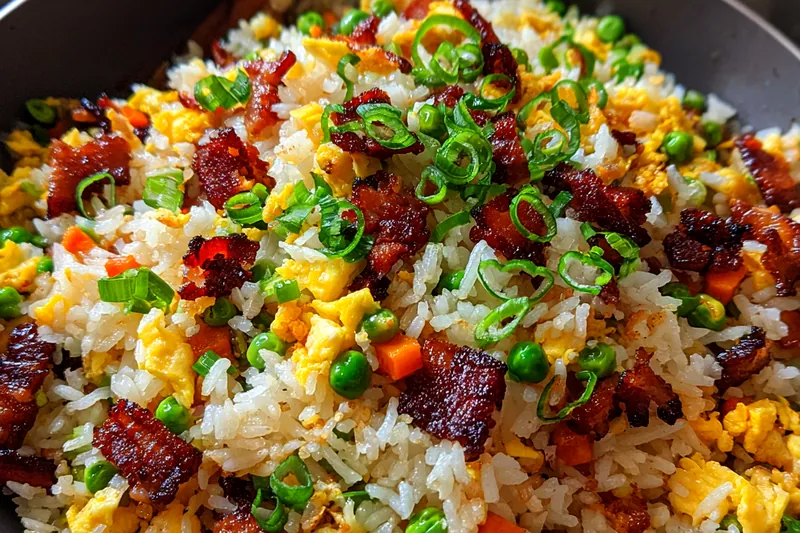Cooking process for Quick Bacon Fried Rice