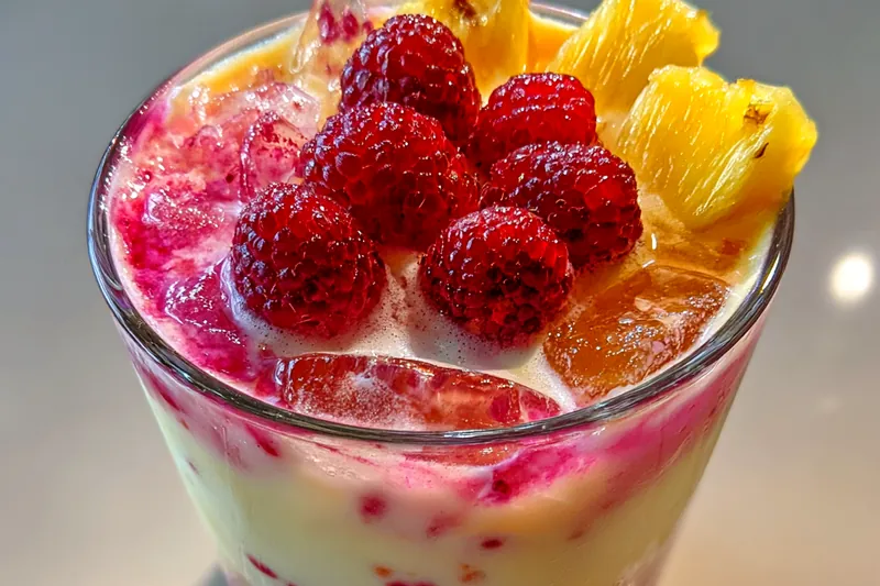 Cooking process for Raspberry Pineapple Colada