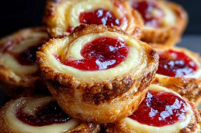 Cooking process for Raspberry Swirl Cheesecake Bites