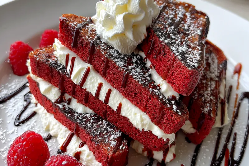 Cooking process for Red Velvet Cheesecake Toast