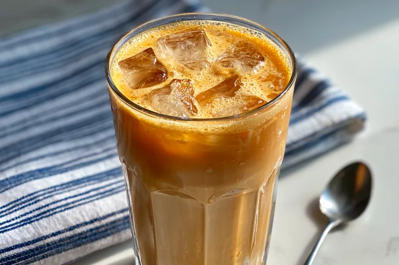 A vibrant display of ingredients for Root Beer Rum Delight, including rum, root beer, and vanilla ice cream.