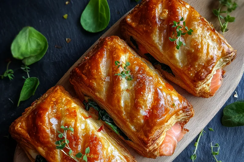 Cooking process for Salmon Puff Pastry Delight