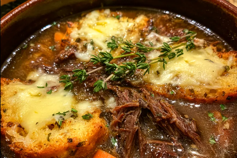 Cooking process for Savory Beef Cheese Soup