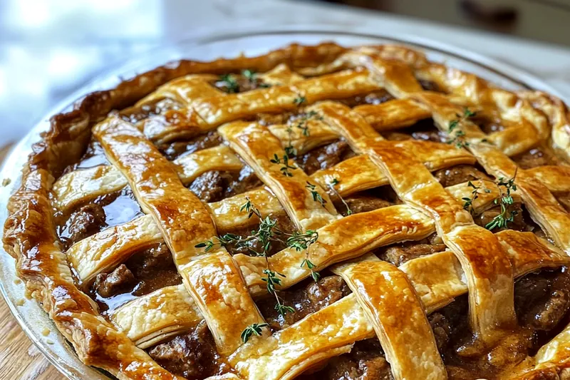 A colorful array of ingredients for Savory Quebec Beef Pie, including fresh vegetables and beef.