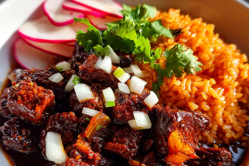 Fresh ingredients for Savory Beef Stew with Rice