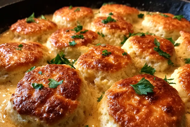 Cooking process for Savory Biscuit Skillet Bake