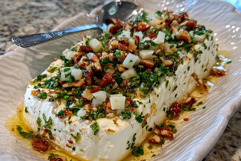 A step-by-step visual of preparing Savory Boursin Cheese Delight, showcasing the mixing and toasting process.