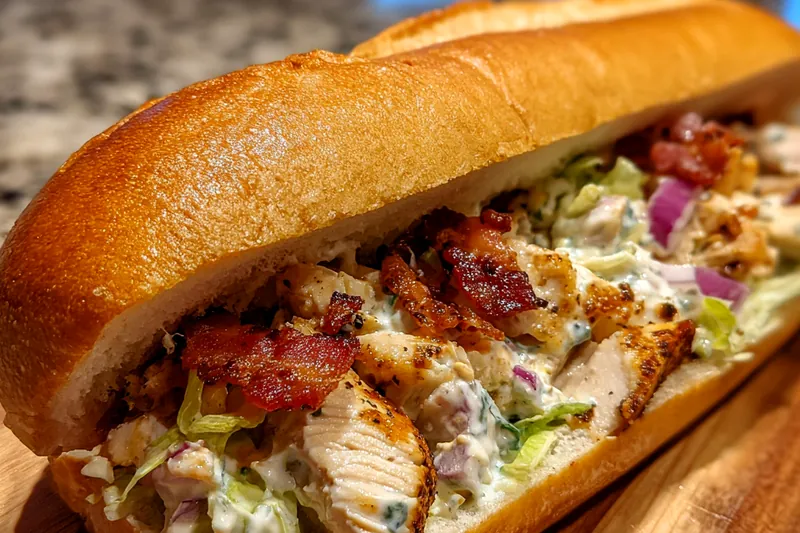 Cooking process for Savory Chicken Bacon Sandwich