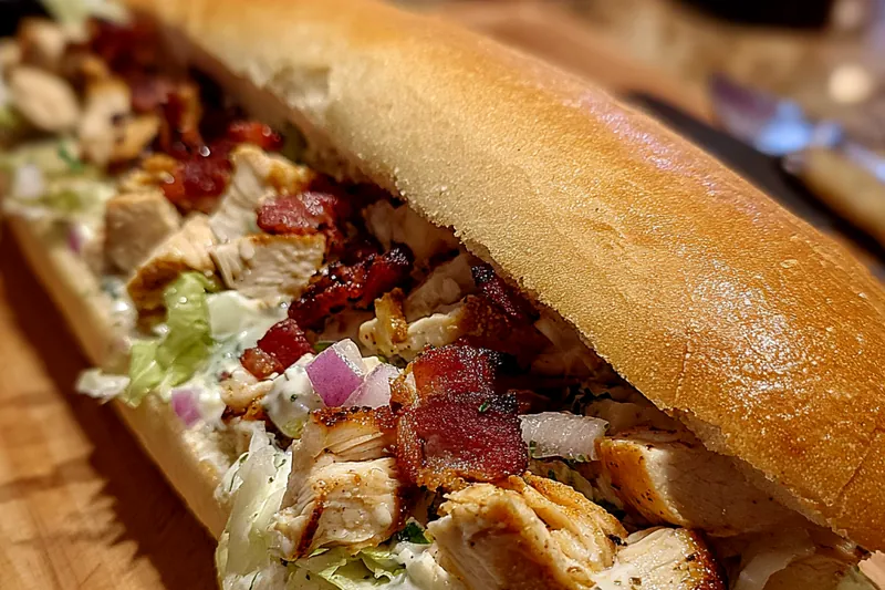 Fresh ingredients for Savory Chicken Bacon Sandwich