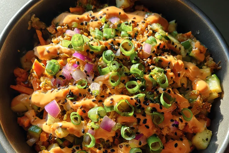 Cooking process for Savory Egg Roll Bowl Delight