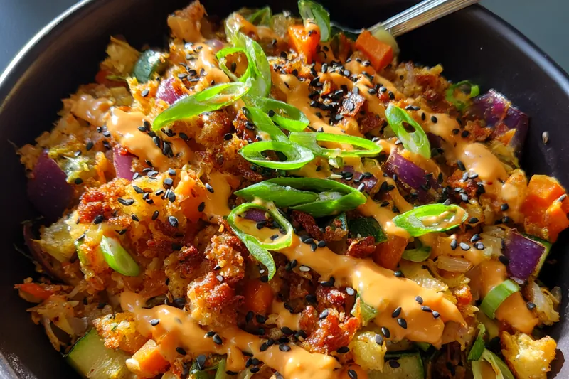 Fresh ingredients for Savory Egg Roll Bowl Delight