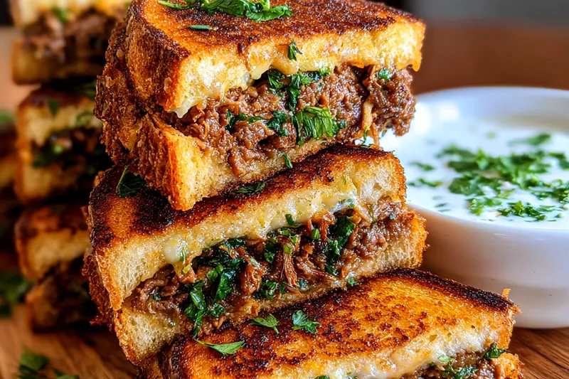 Cooking process for Savory Grilled Meat Sandwich