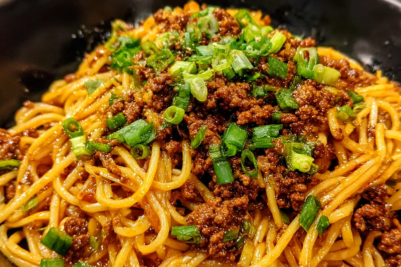 Cooking process for Savory Ground Beef Noodles