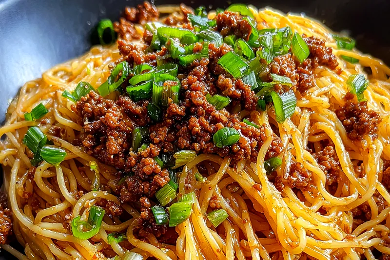 Fresh ingredients for Savory Ground Beef Noodles