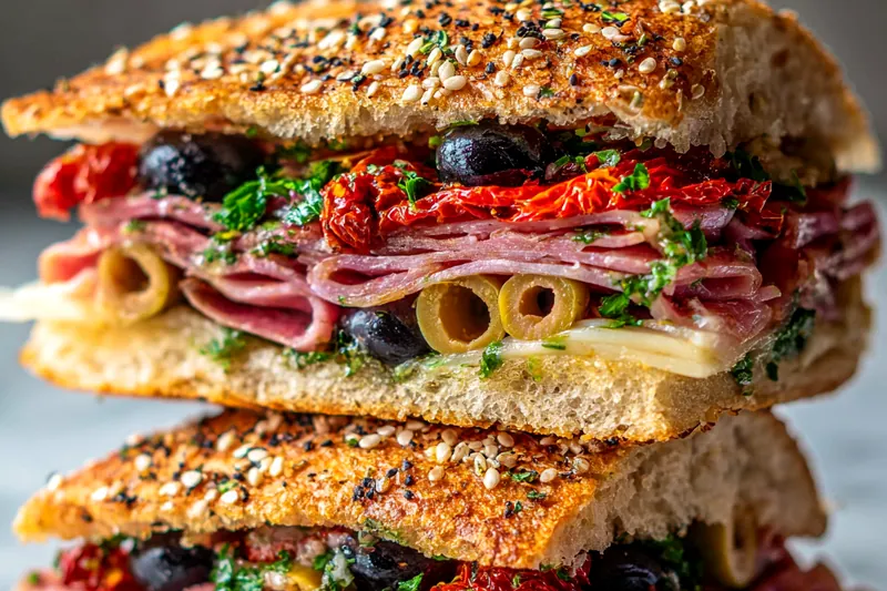 Fresh ingredients for Savory Italian Sub Sandwich