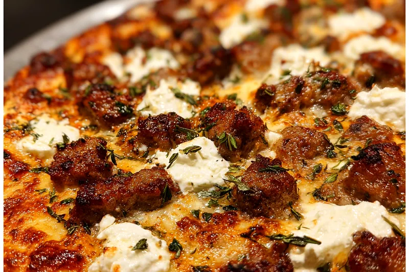 Fresh ingredients for Savory Sausage Ricotta Pizza