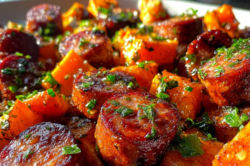 Fresh ingredients for Savory Sausage Sweet Potatoes