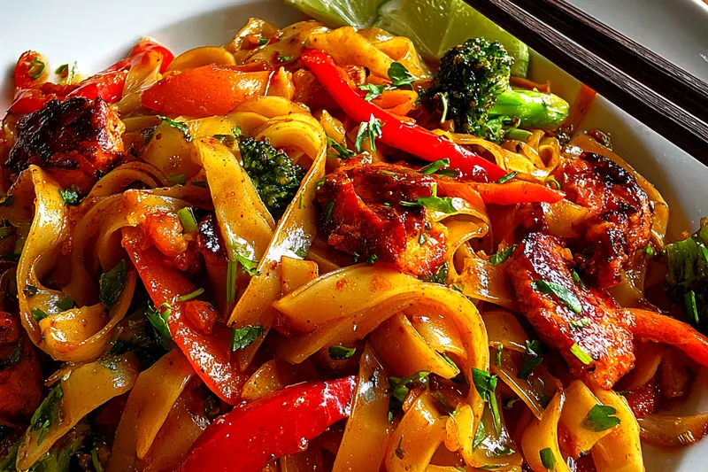 Fresh ingredients for Savory Stir-Fried Noodles