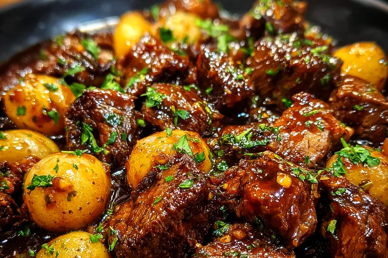 Cooking process for Slow Cooked Garlic Butter Beef