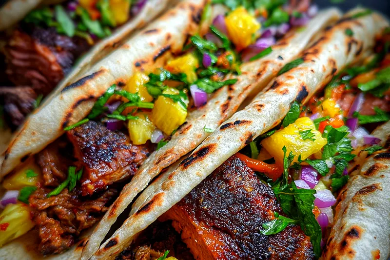 Fresh ingredients for Smoky Grilled Salmon Tacos