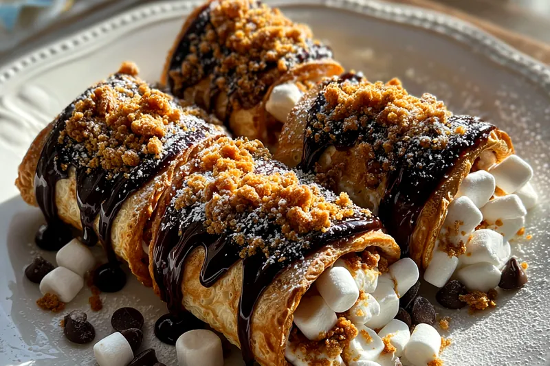 Cooking process for S'mores Chocolate Roll-Ups