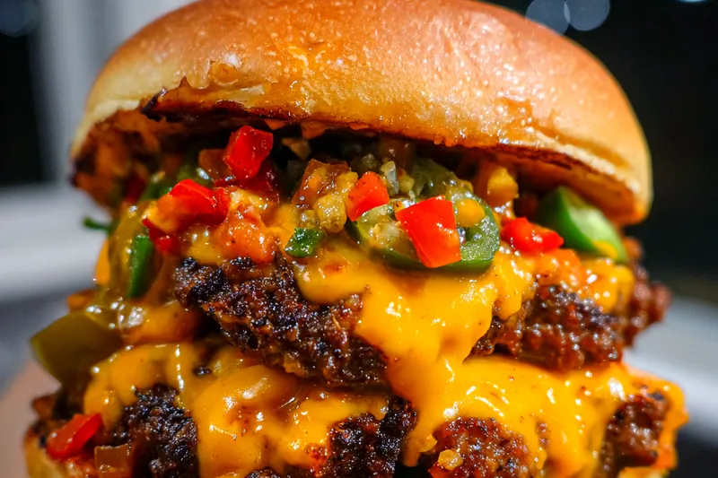 Fresh ingredients for Spicy Cheese Burst Burger