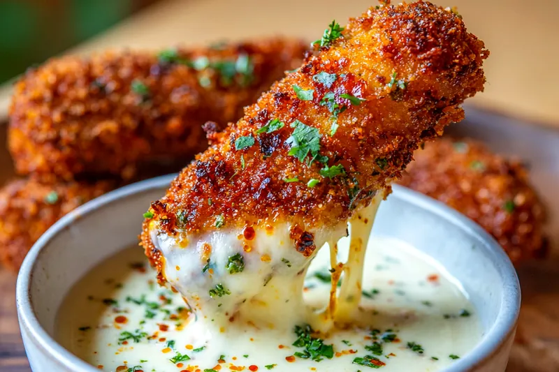 Fresh ingredients laid out for Spicy Mozzarella Sticks Delight, including cheese, flour, and spices.