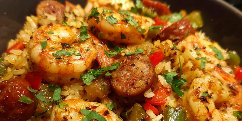 Spicy Shrimp Sausage Rice