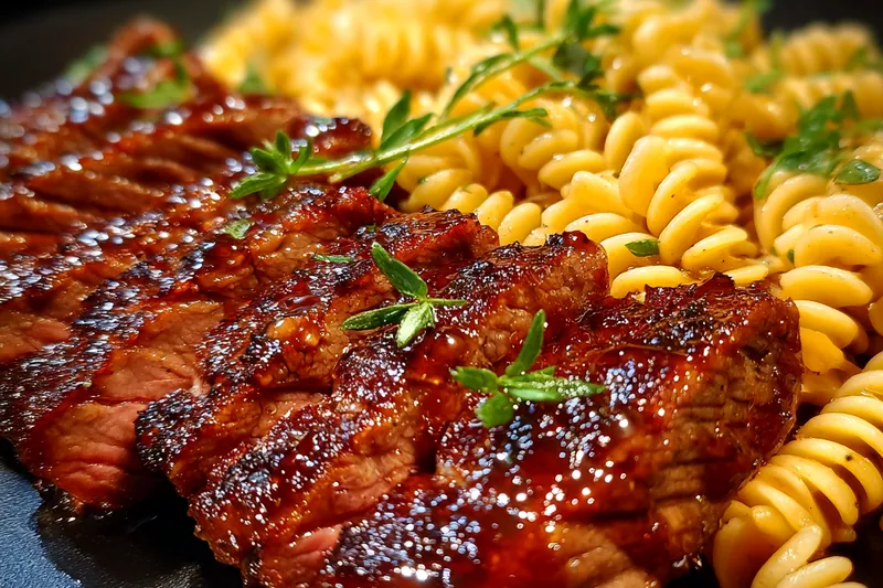 Fresh ingredients for Sticky Glazed Steak Rotini