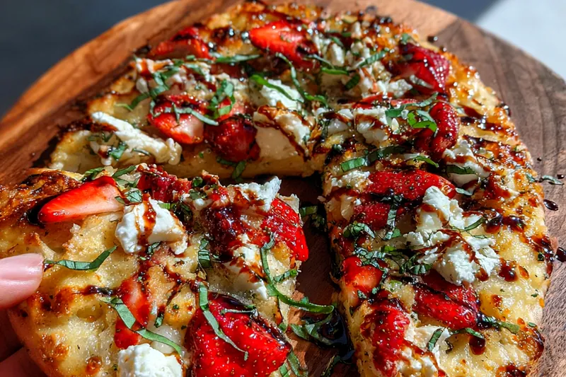 Fresh ingredients for Strawberry Balsamic Flatbread