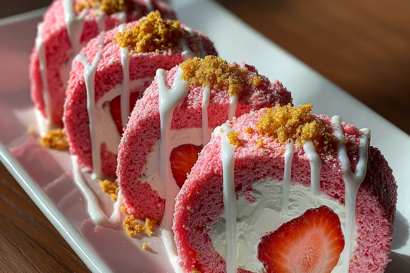 Cooking process for Strawberry Cheesecake Sushi