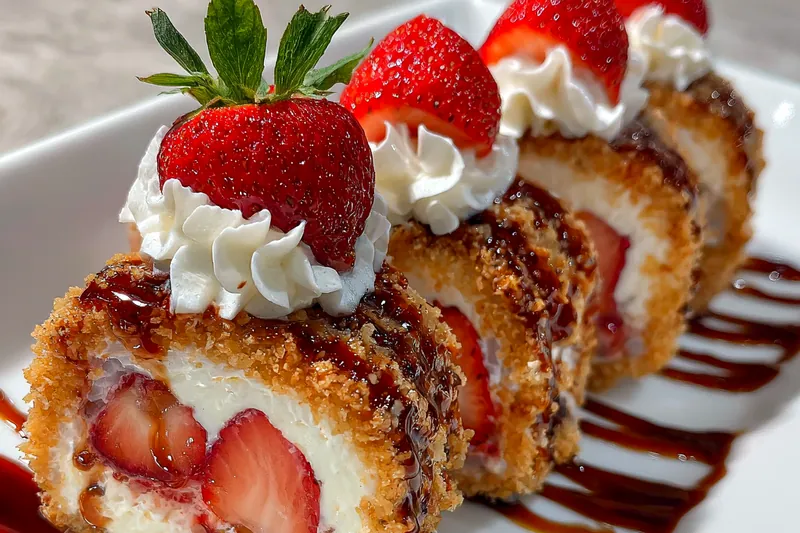 Fresh ingredients for Strawberry Cream Sushi Rolls