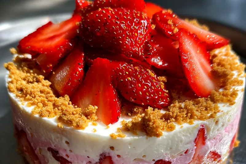 Fresh ingredients for Strawberry Crunch Layered Delight