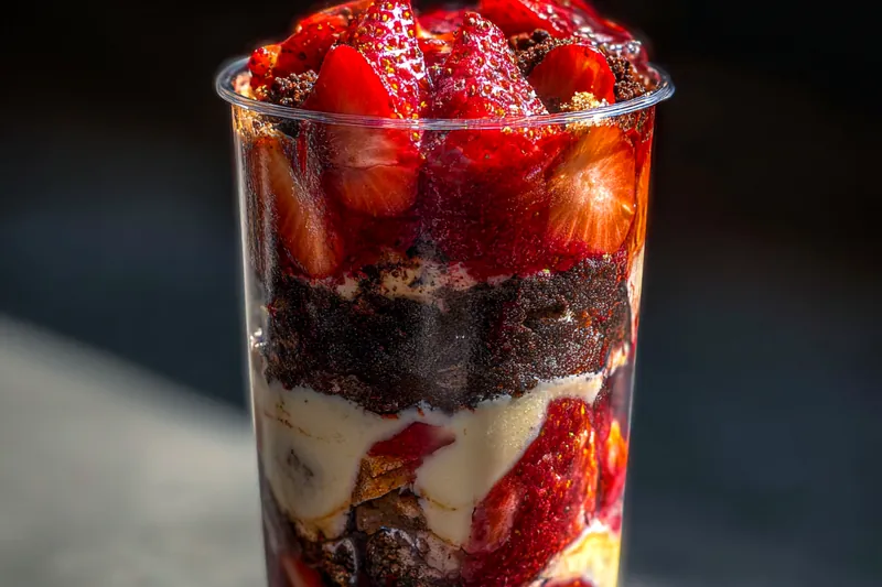 Fresh ingredients for Strawberry Oreo Cheesecake Cup