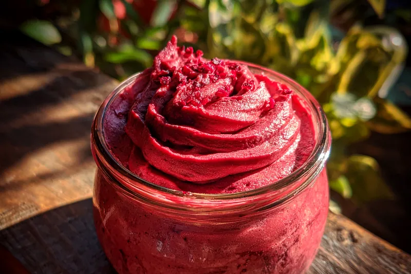 Fresh cranberries, maple syrup, and spices laid out on a wooden table for making Sweet Maple Cranberry Spread.
