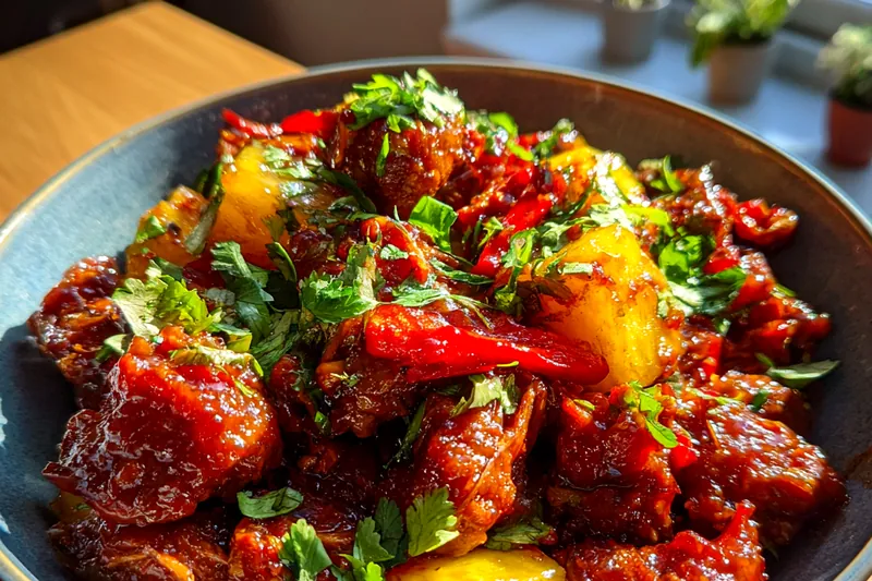 Cooking process for Sweet Pineapple Chicken Delight