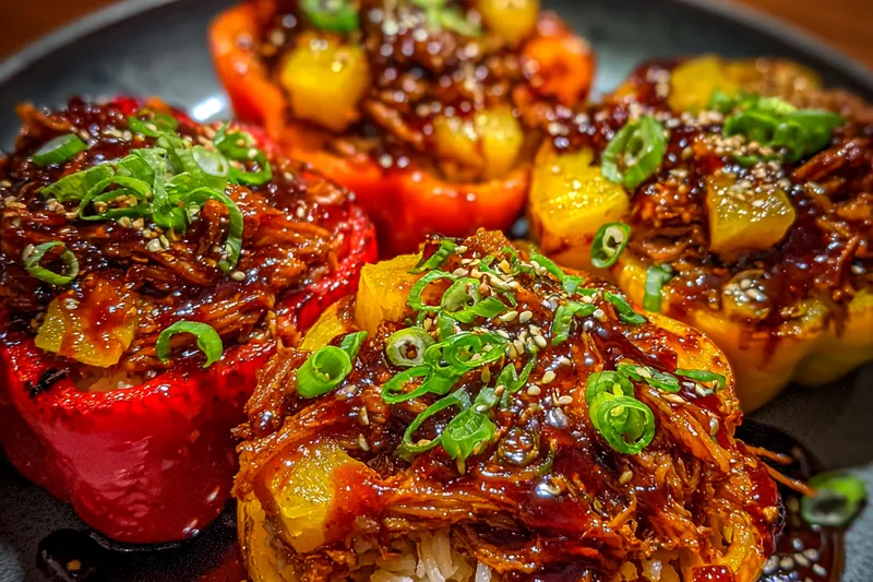 Cooking process for Teriyaki Pineapple Stuffed Peppers