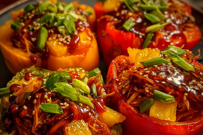 Fresh ingredients for Teriyaki Pineapple Stuffed Peppers