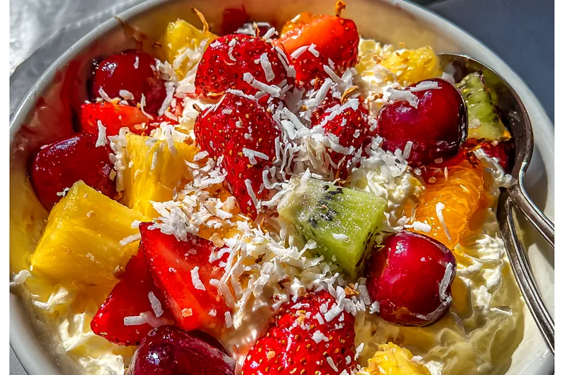 Fresh ingredients for Tropical Fruit Cream Delight