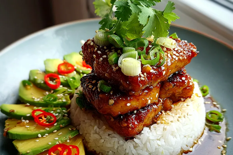 Fresh ingredients for Tropical Grilled Chicken Stack