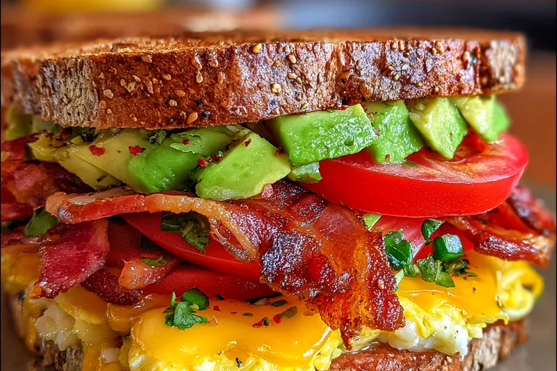 Cooking process for Ultimate Breakfast Club Sandwich