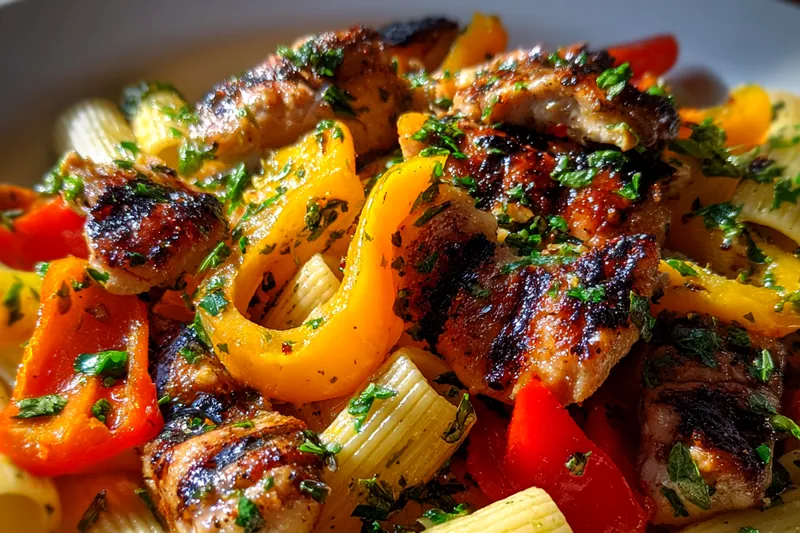 Cooking process for Vibrant Grilled Chicken Pasta